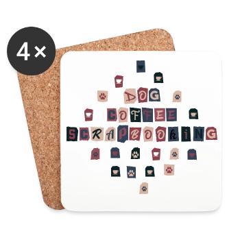 Dog Coffee Scrapbooking - Dessous de verre (lot de 4) - blanc - Devant