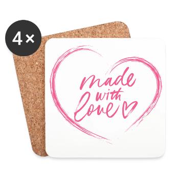Made with Love Brush Heart - Coasters (set of 4) - white - Front