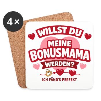 Willst du meine Bonusmama werden? Herzensfrage - Untersetzer (4er-Set) - Weiß - Vorne