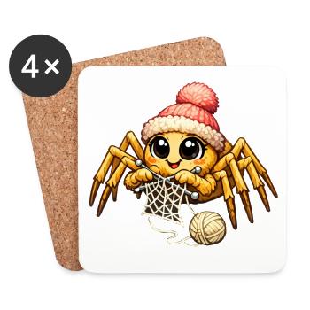 Spider Knitting - Coasters (set of 4) - white - Front