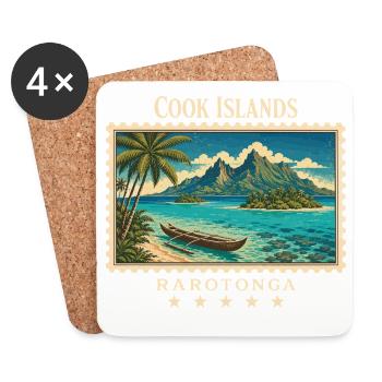 Marque de voyage vintage Rarotonga des Îles Cook - Dessous de verre (lot de 4) - blanc - Devant