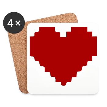 Cœur rouge Cœur Rouge Cœur Rouge Pixel - Dessous de verre (lot de 4) - blanc - Devant