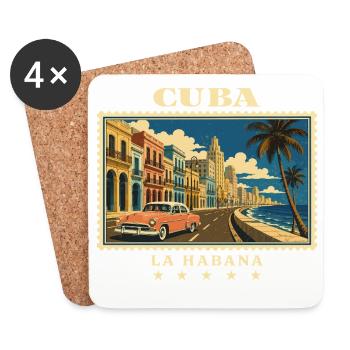 Kuba La Habana Vintage Reisemarke - Untersetzer (4er-Set) - Weiß - Vorne