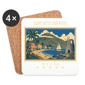 Saint Kitts and Nevis Nevis Vintage Travel Brand - Coasters (set of 4) - white - Front