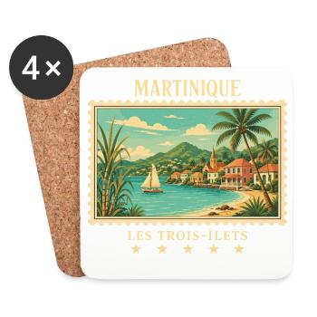 Martinique Les Trois-Îlets Vintage Reisemarke - Untersetzer (4er-Set) - Weiß - Vorne