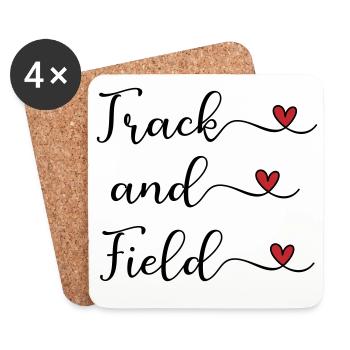 Track and Field handwritten Logo with Hearts - Coasters (set of 4) - white - Front