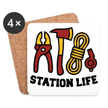 Station Life Fire Brigade Icon - Coasters (set of 4) - white - Front