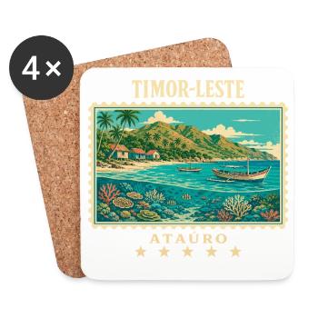 Timor-Leste Ataúro Vintage Reisemarke - Untersetzer (4er-Set) - Weiß - Vorne