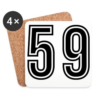 Symbole du chiffre 59 - Dessous de verre (lot de 4) - blanc - Devant