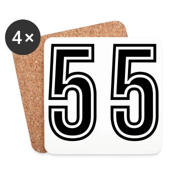 Symbole du chiffre 55 - Dessous de verre (lot de 4) - blanc - Devant