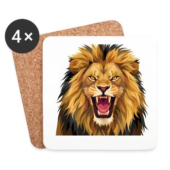 Lion Rugissant - Dessous de verre (lot de 4) - blanc - Devant