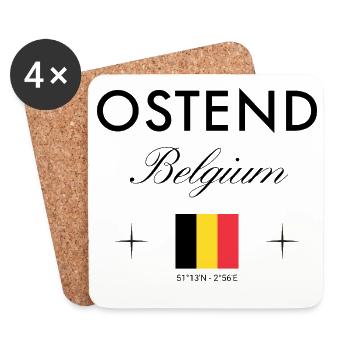 Ostende Belgique Coordonnées Souvenir de voyage - Dessous de verre (lot de 4) - blanc - Devant