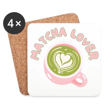 Matcha Liebhaber Tasse Herz Latte - Untersetzer (4er-Set) - Weiß - Vorne