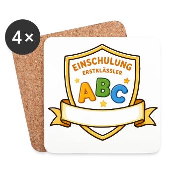 Einschulung ABC Schild Motiv - Untersetzer (4er-Set) - Weiß - Vorne