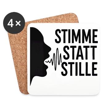 Stimme statt Stille für Demokraten Frauen Männer - Untersetzer (4er-Set) - Weiß - Vorne