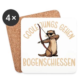 Bogensport Coole Jungs gehen Bogenschiessen - Untersetzer (4er-Set) - Weiß - Vorne