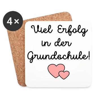 Einschulung Grundschule Schulkind - Untersetzer (4er-Set) - Weiß - Vorne
