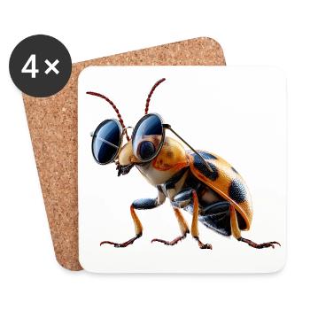 Maikäfer Süßer Hirschkäfer Nashornkäfer Insekten - Untersetzer (4er-Set) - Weiß - Vorne