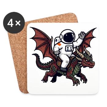 Astronaut Rider on Dragon - Coasters (set of 4) - white - Front