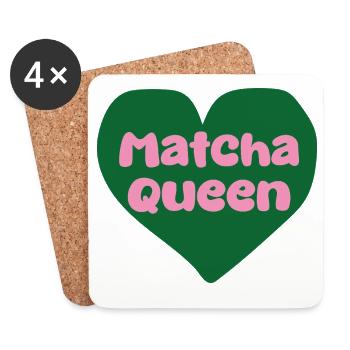 Matcha Queen Heart Design - Coasters (set of 4) - white - Front