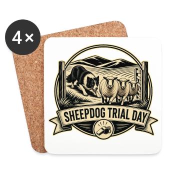 SHEEPDOG TRIAL DAY Hund - Untersetzer (4er-Set) - Weiß - Vorne