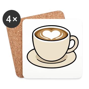 Cute Heart Latte Coffee Cup Illustration - Coasters (set of 4) - white - Front