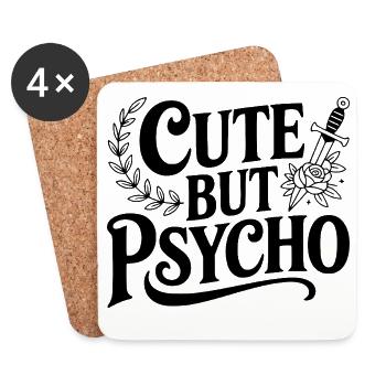 Niedlich, aber psycho - Untersetzer (4er-Set) - Weiß - Vorne