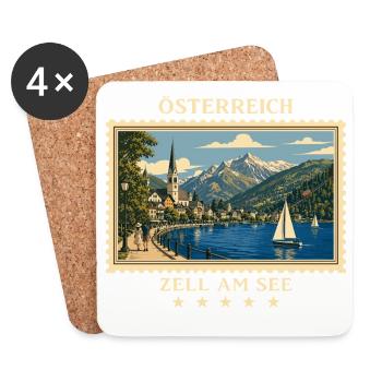 Österreich Zell am See Vintage Reisemarke - Untersetzer (4er-Set) - Weiß - Vorne