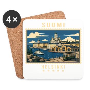 Finnland Helsinki Vintage Reisemarke - Untersetzer (4er-Set) - Weiß - Vorne