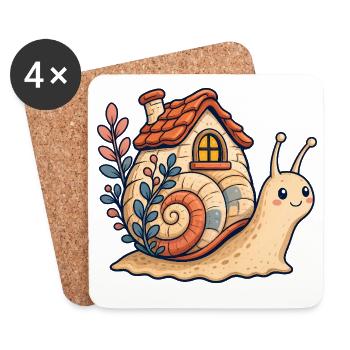 Snail shell illustration - Coasters (set of 4) - white - Front