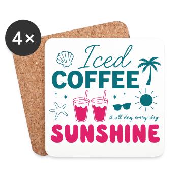 Iced Coffee & Sunshine: Summer Vibes - Coasters (set of 4) - white - Front