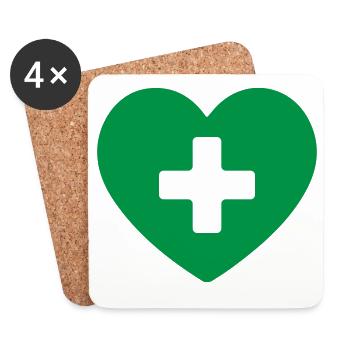 Icône Medical Heart Cross Healthcare - Dessous de verre (lot de 4) - blanc - Devant