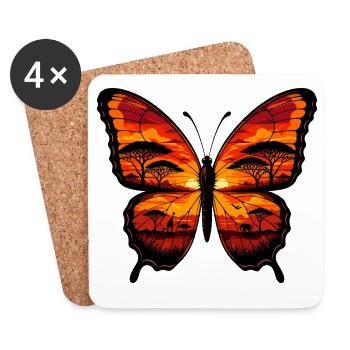 Sunset Butterfly Savannah - Coasters (set of 4) - white - Front