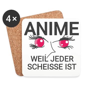 Anime Quote - Coasters (set of 4) - white - Front