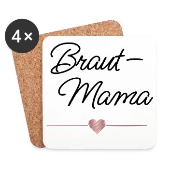 Braut Mama Herz Hochzeit Geschenk - Untersetzer (4er-Set) - Weiß - Vorne