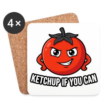 Ketchup If You Can – Funny Tomato - Coasters (set of 4) - white - Front