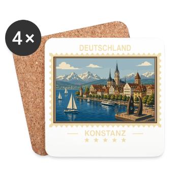Deutschland Konstanz Vintage Reisemarke - Untersetzer (4er-Set) - Weiß - Vorne