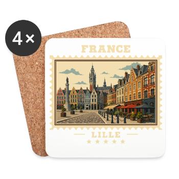 France Lille Marque de voyage vintage - Dessous de verre (lot de 4) - blanc - Devant