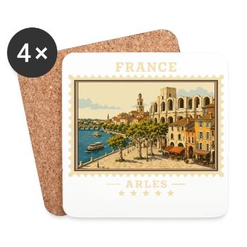 Frankreich Arles Vintage Reisemarke - Untersetzer (4er-Set) - Weiß - Vorne