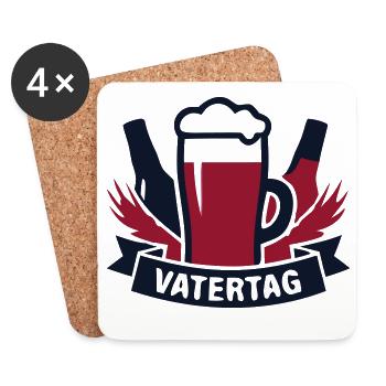 Vatertag Bier Banner Logo - Untersetzer (4er-Set) - Weiß - Vorne