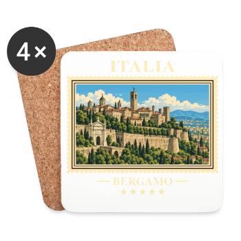 Italien Bergamo Vintage Reisemarke - Untersetzer (4er-Set) - Weiß - Vorne