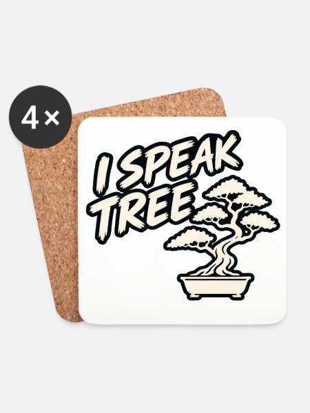 Ich spreche Baum - Untersetzer (4er-Set) - Weiß