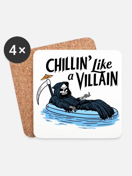 Chillig wie ein Villain - Untersetzer (4er-Set) - Weiß