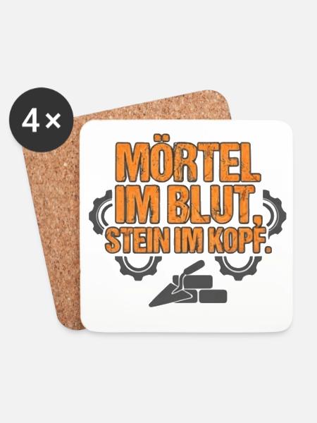 Maurer Mörtel im Blut, Stein im Kopf - Untersetzer (4er-Set) - Weiß