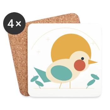 Vogel vor Retro-Sonne - Untersetzer (4er-Set) - Weiß - Vorne