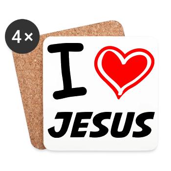 I Love Jesus - Untersetzer (4er-Set) - Weiß - Vorne