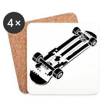 Cartoon Skateboarding - Untersetzer (4er-Set) - Weiß - Vorne