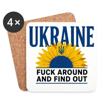 Ukraine FAFO Sonnenblume – Kühne Aussage - Untersetzer (4er-Set) - Weiß - Vorne