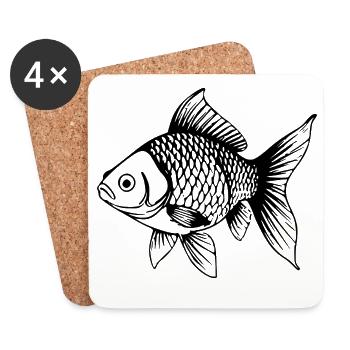 Süßer Goldfisch Comic Haustier Aquarium Geschenk  - Untersetzer (4er-Set) - Weiß - Vorne