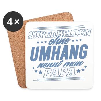 Superhelden ohne Umhang nennt man Papa - Untersetzer (4er-Set) - Weiß - Vorne